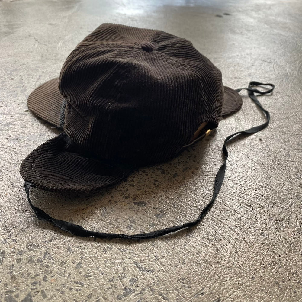 Squaw Valley USA Brown Ear Flap Corduroy 1985 Vintage Cap