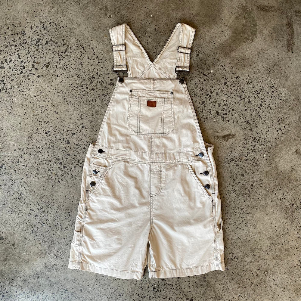Beige Cotton Short Overalls