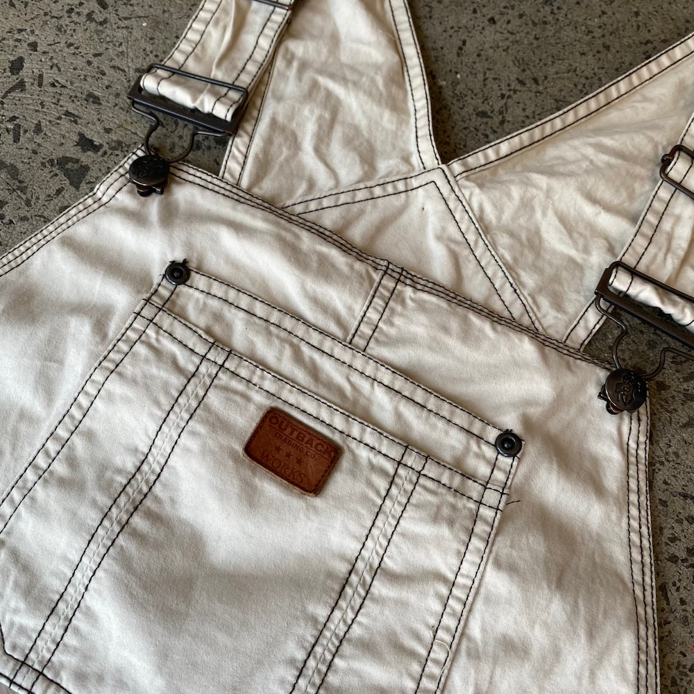 Beige Cotton Short Overalls
