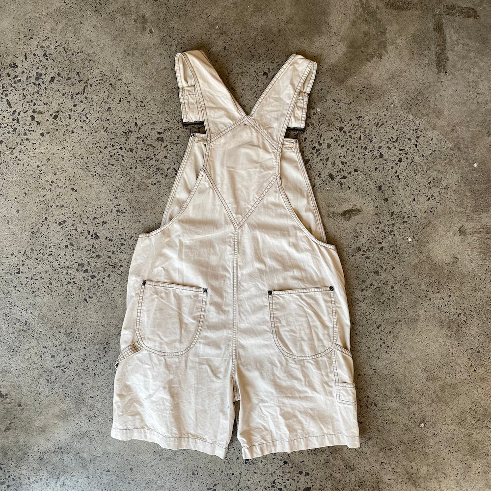 Beige Cotton Short Overalls