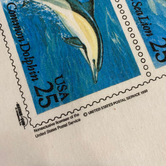 Otter / Sea Lion / Dolphin / Whale USPS Post Stamp 1990's T-shirt