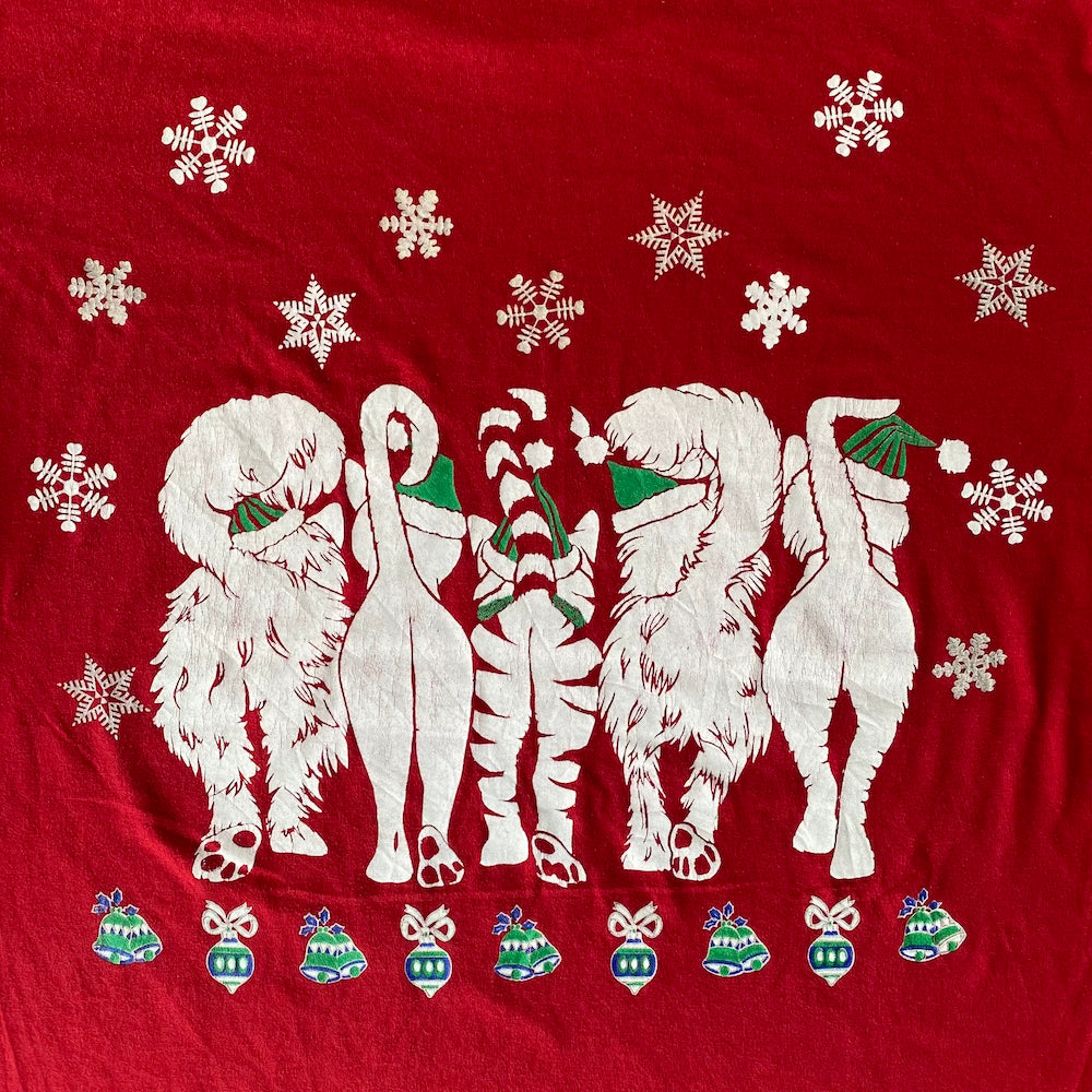 Cats Front & Back Christmas Vintage T-shirt