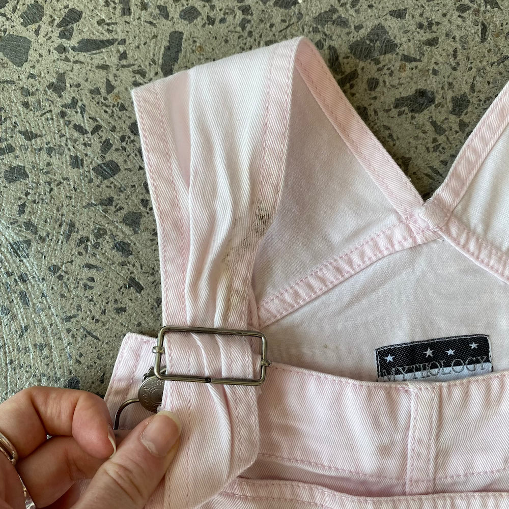 Baby Pink Crochet Flowers Short Overalls