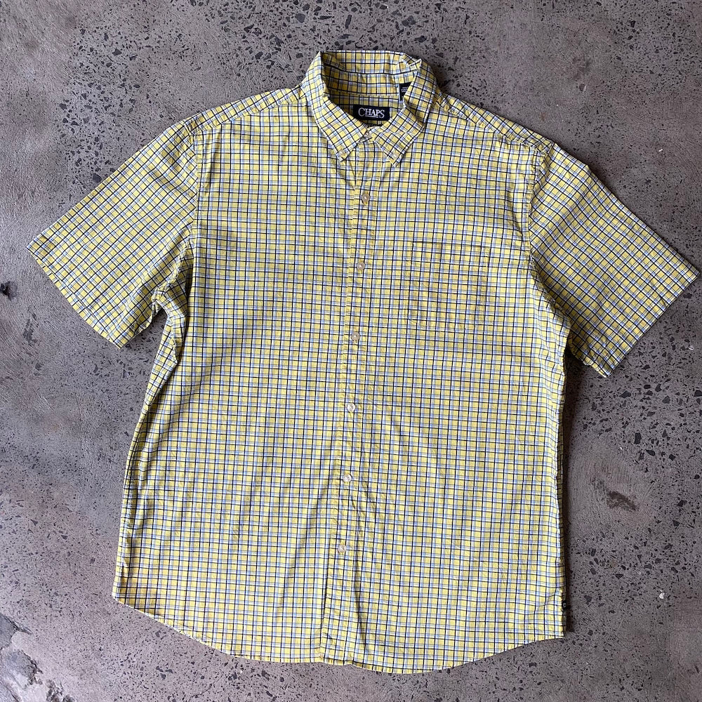Yellow Chaps Plaid Short Sleeve Button up