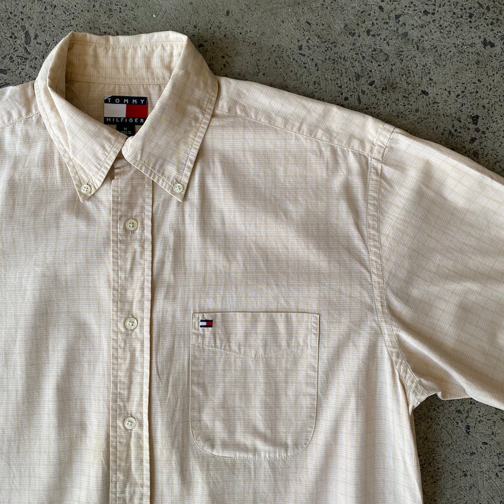 Beige/White Plaid Tommy Hilfiger Short Sleeve Button Up