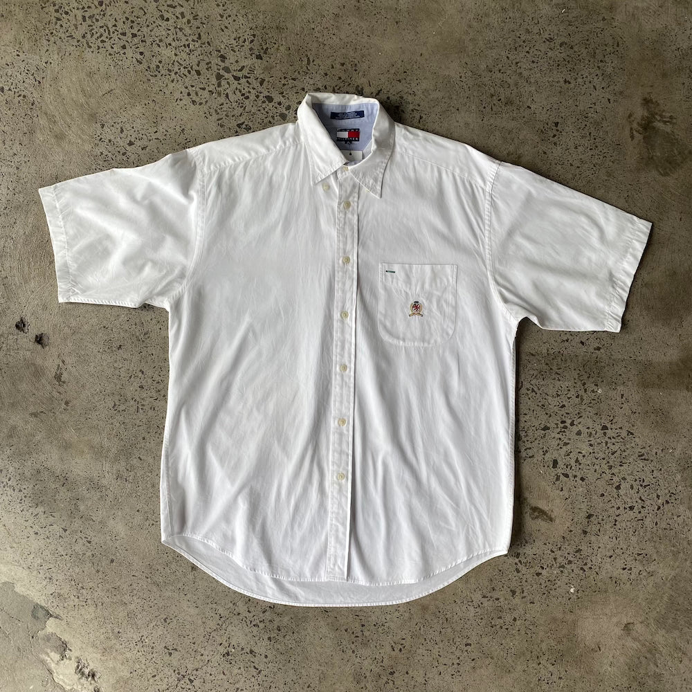 White Tommy Hilfiger Short Sleeve Button Up