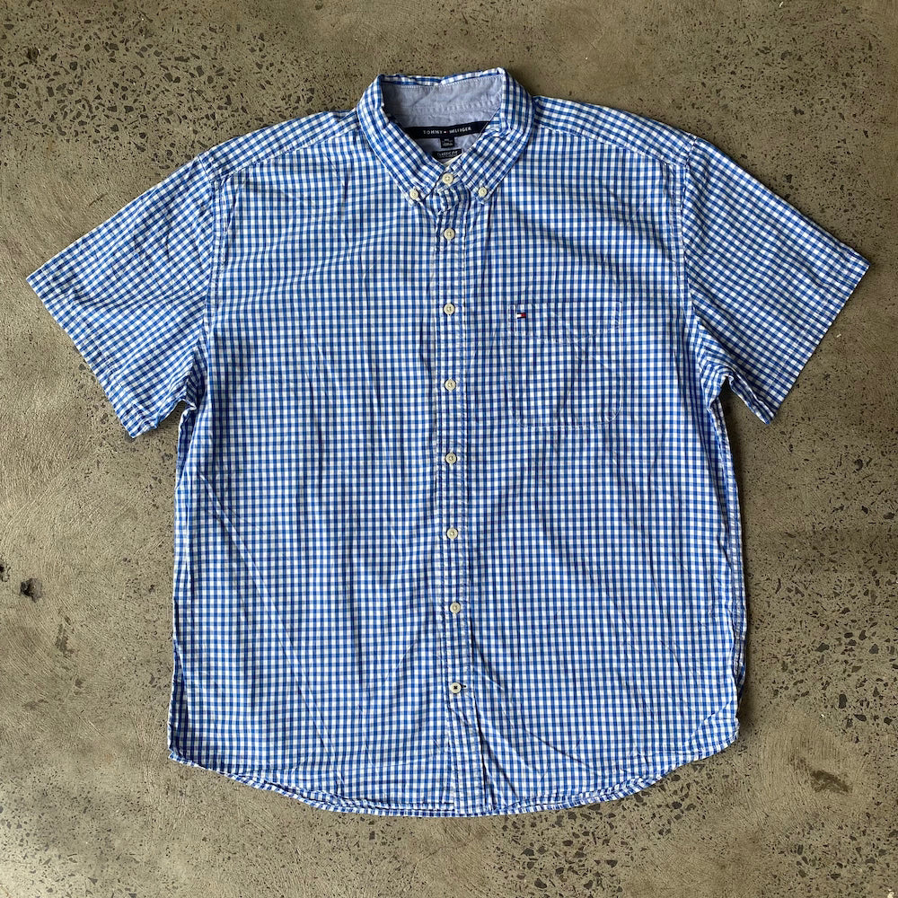 Blue Gingham Tommy Hilfiger Short Sleeve Button Up
