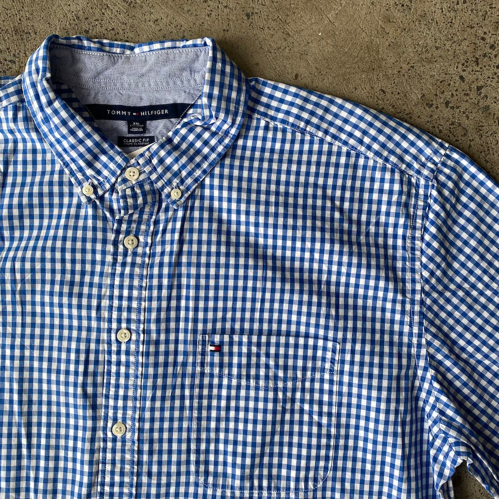 Blue Gingham Tommy Hilfiger Short Sleeve Button Up