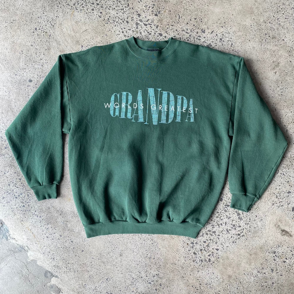 Worlds Greatest Grandpa Green Vintage Sweater