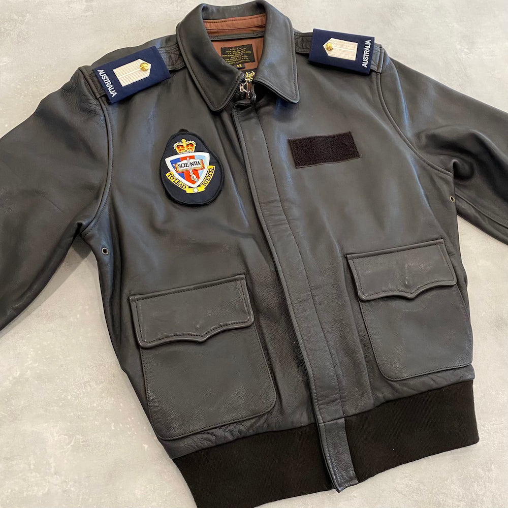 A2 Black Leather Aviation Jacket