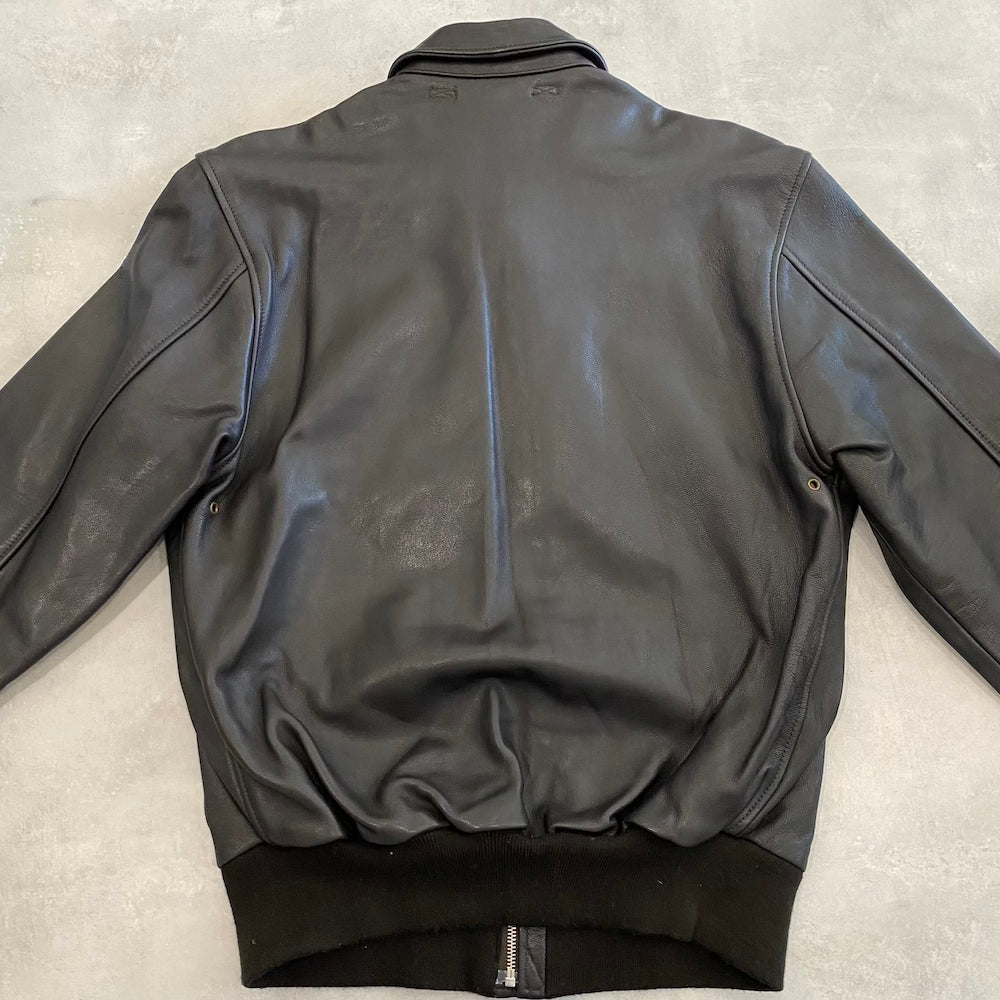 A2 Black Leather Aviation Jacket