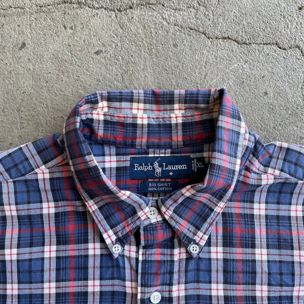 Ralph Lauren Navy/White/Black/Red Plaid Long Sleeve Button up