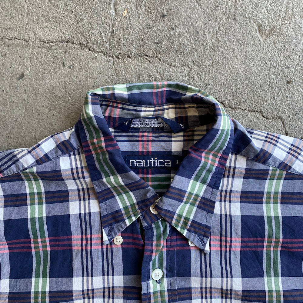 Nautica Plaid Green/Navy/Pink Long Sleeve Button up