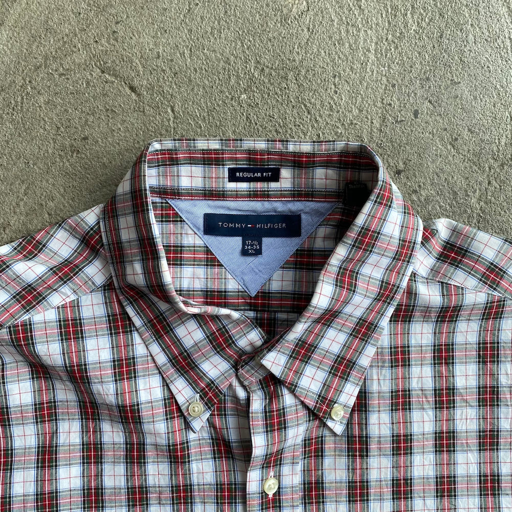 Tommy Hilfiger Red/Blacl/Green Plaid long Sleeve Button Up