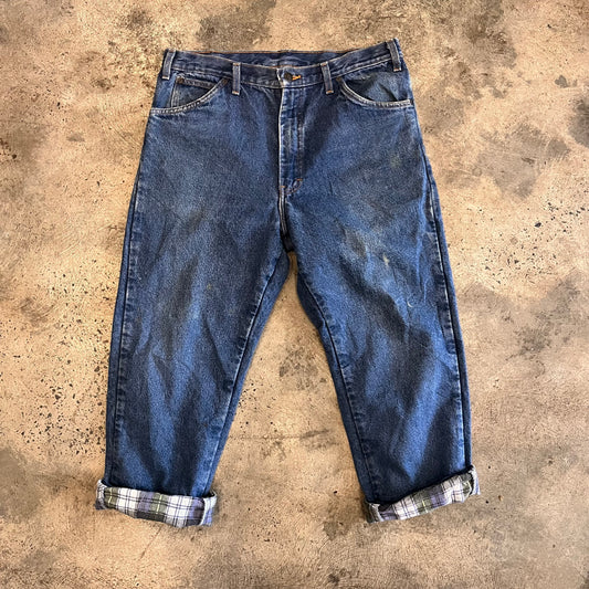 Dickies Vintage Denim Carpenter Pants Flannel Lined Size 34