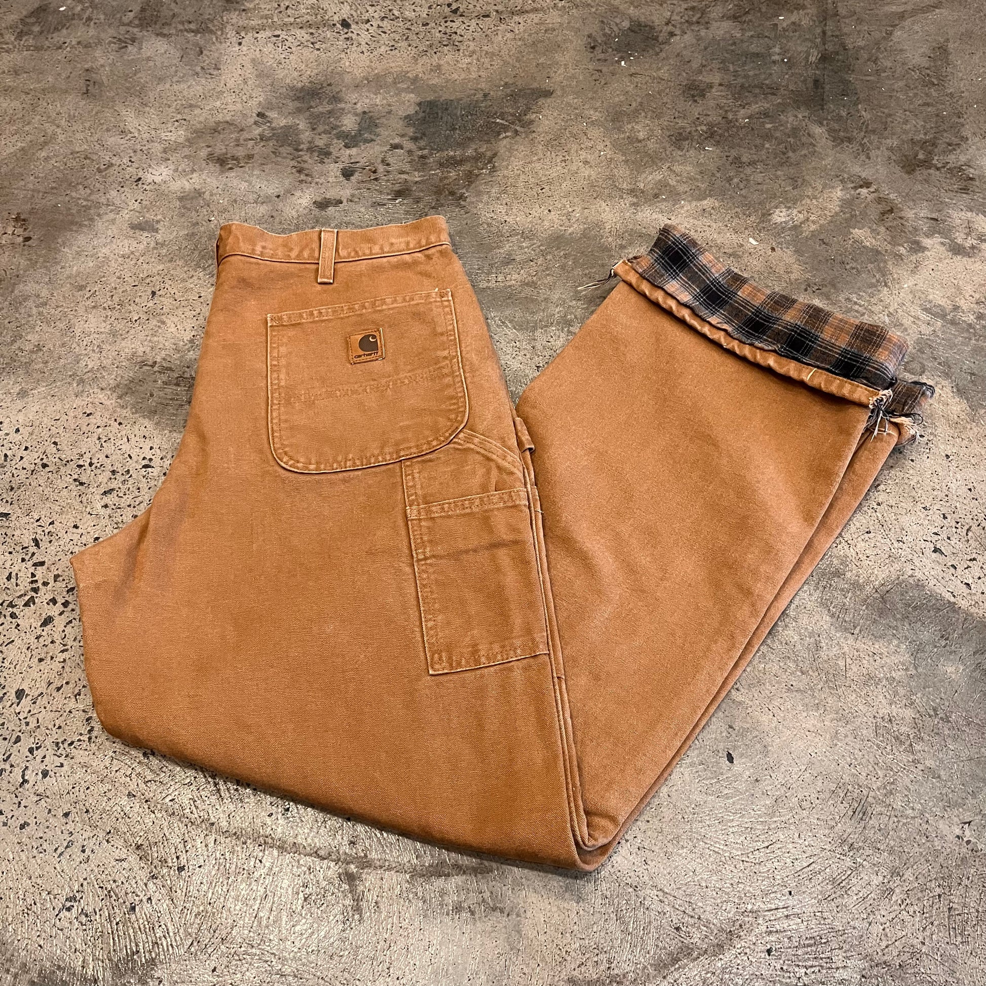 Flannel Lined Carhartt Carpenter Pants Size 34 Sourced Vintage