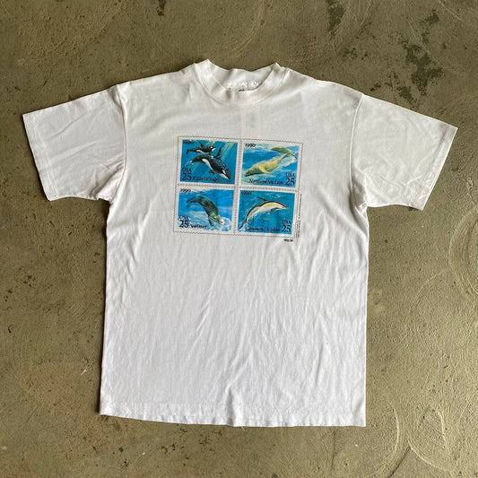 Otter / Sea Lion / Dolphin / Whale USPS Post Stamp 1990's T-shirt