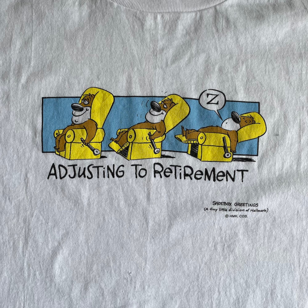 "Adjusting to retirement" Vintage Shoebox Hallmark T-shirt