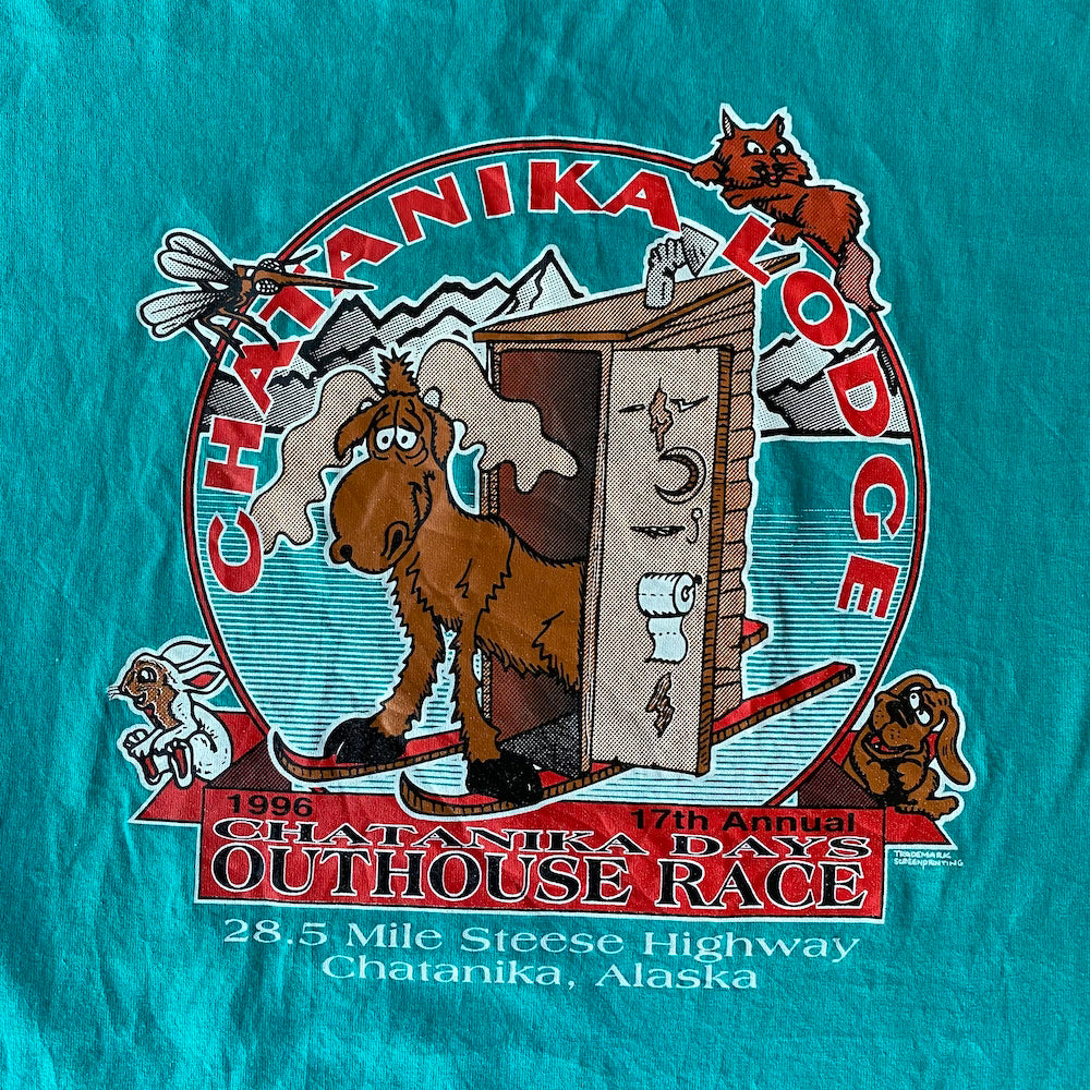 Chatanika Lodge, Alaska "Outhouse Race" 90s Vintage T-shirt