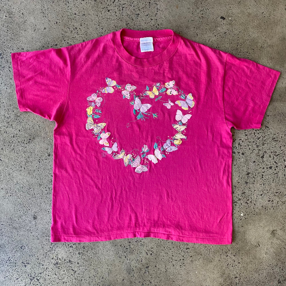 Butterflies & Roses Heart Vintage 90s T-shirt