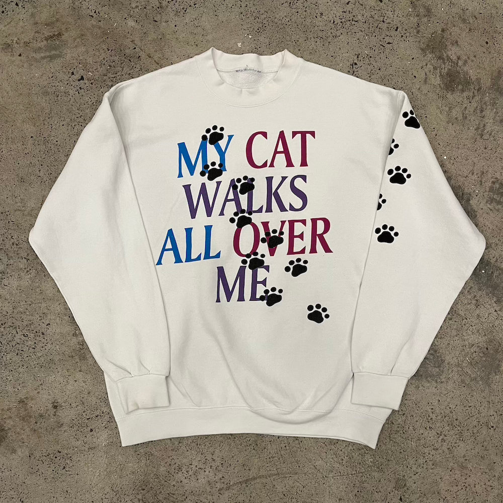 My Cat Walks All Over Me Vintage Sweater