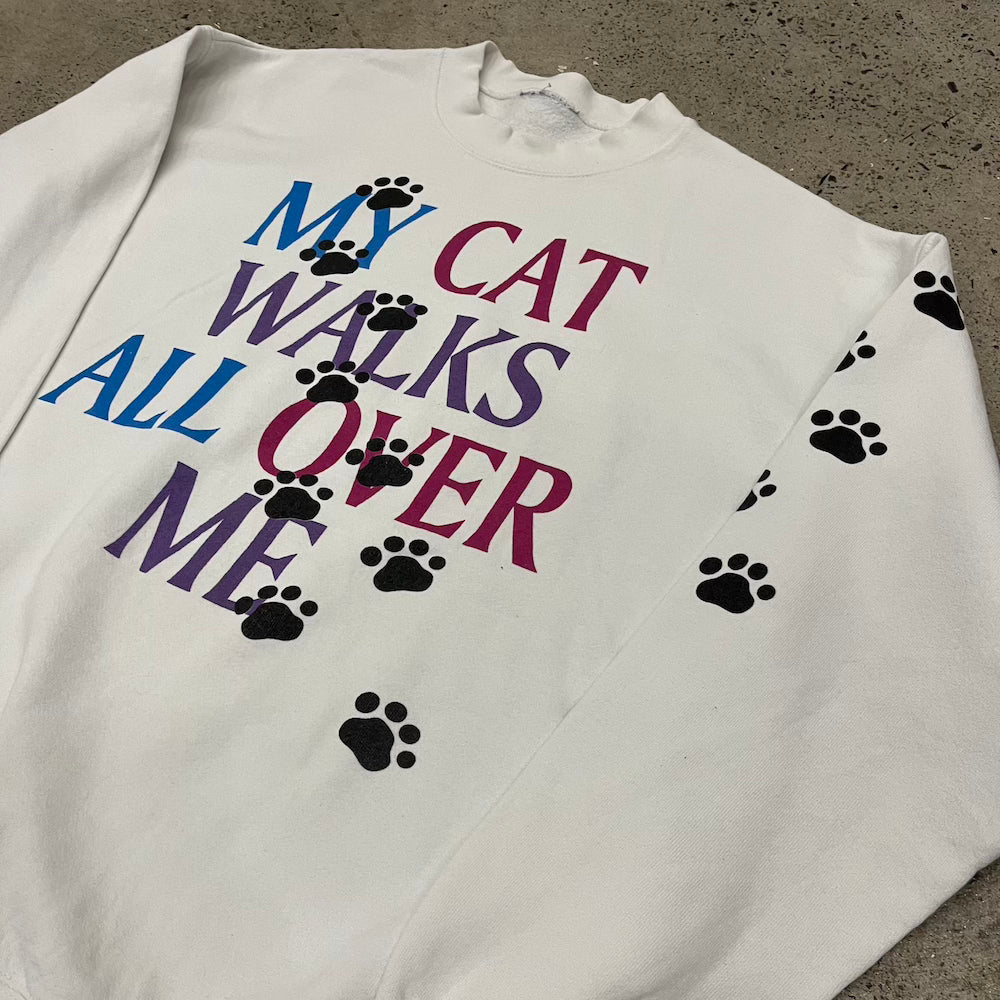 My Cat Walks All Over Me Vintage Sweater