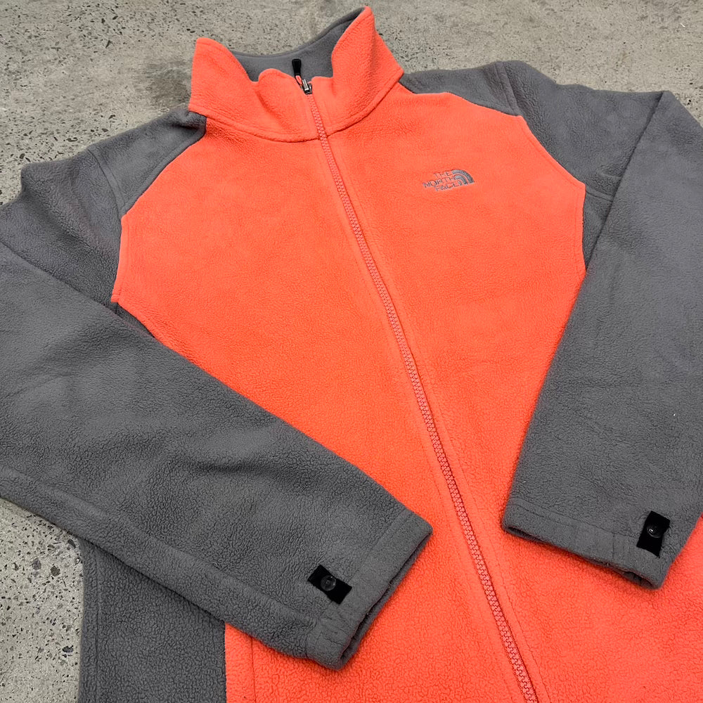 Neon Salmon / Grey Womens North Face Fleece