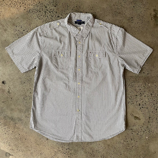 Graph Plaid Black/White Short Sleeve Button Up Tommy Hilfiger