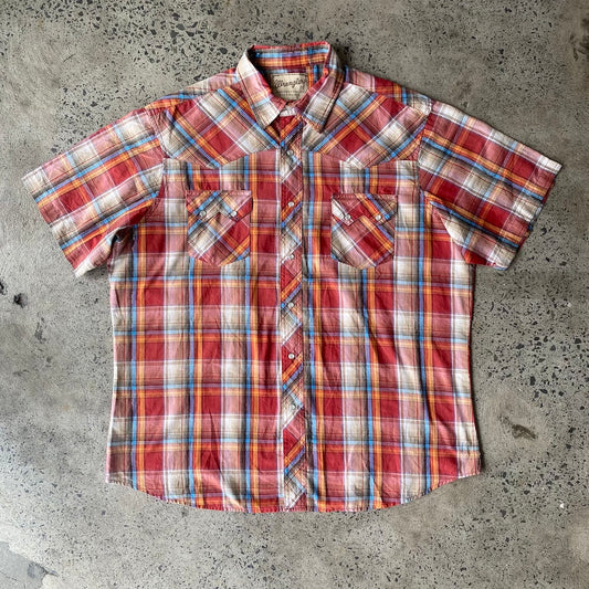 Orange/Red/Blue Wrangler Short Sleeve Western Button Up