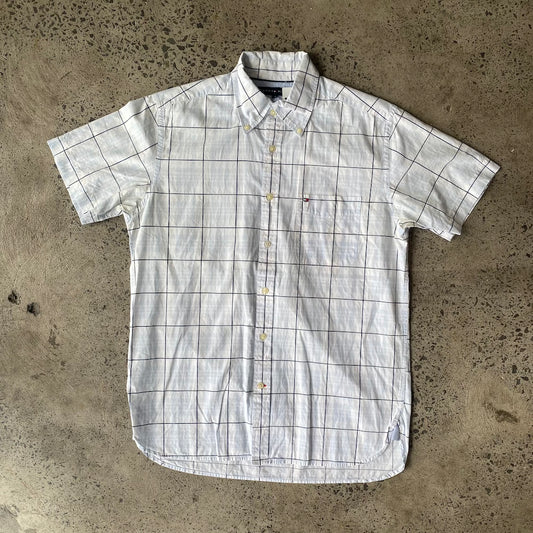 Light Blue Tommy Hilfiger Plaid Short Sleeve Button Up