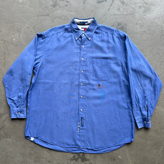 Blue Tommy Long Sleeve Button Up