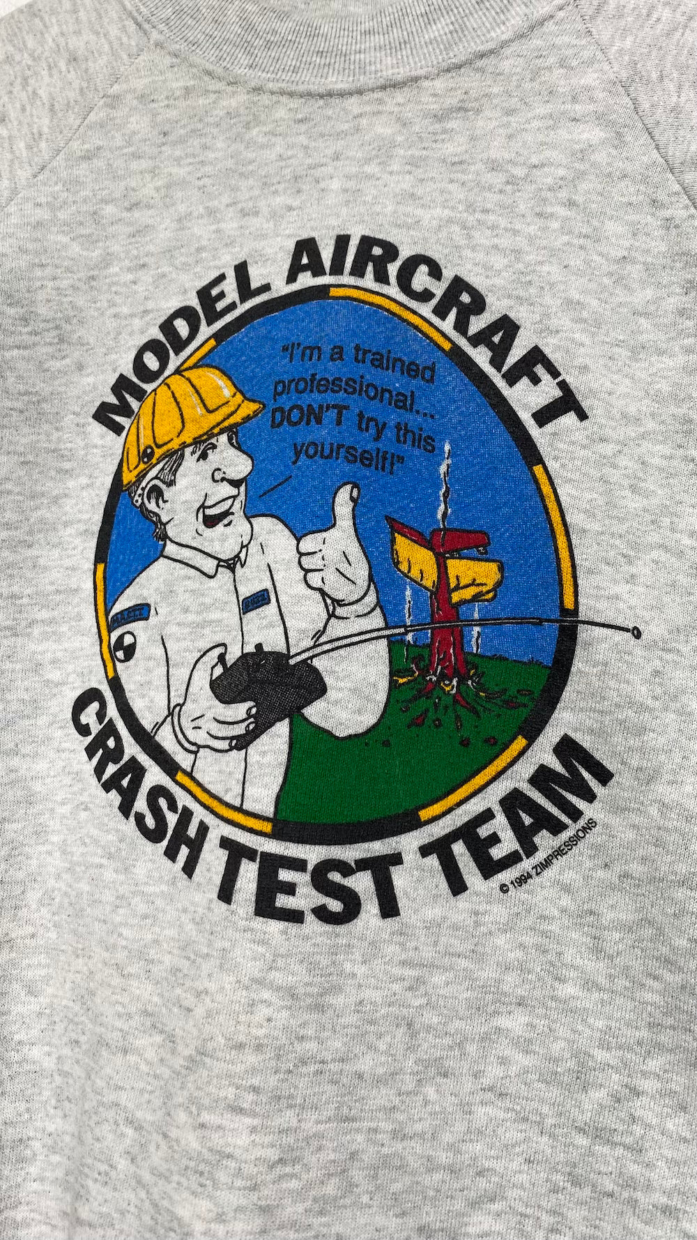 Model Aircraft Crash Test Team 1990's Vintage Sweater