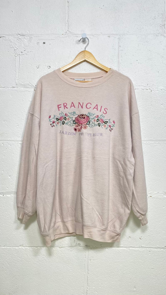 Francais 'Jardin de Fleur' Pale Pink Vintage Sweater