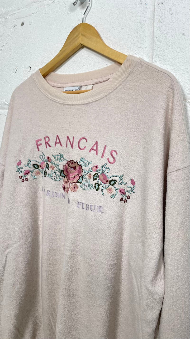 Francais 'Jardin de Fleur' Pale Pink Vintage Sweater