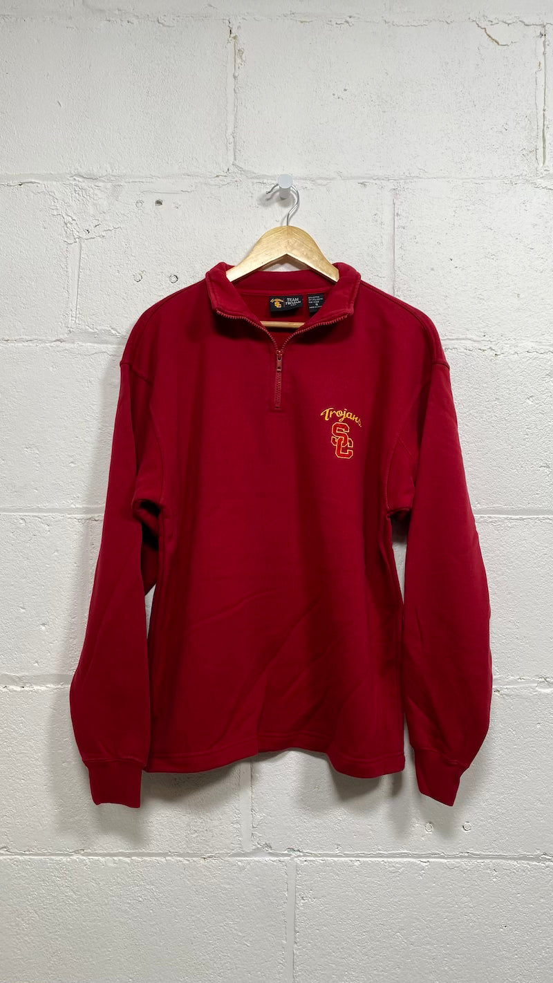 Red Trojans Quarter-Zip USC Vintage Sweater