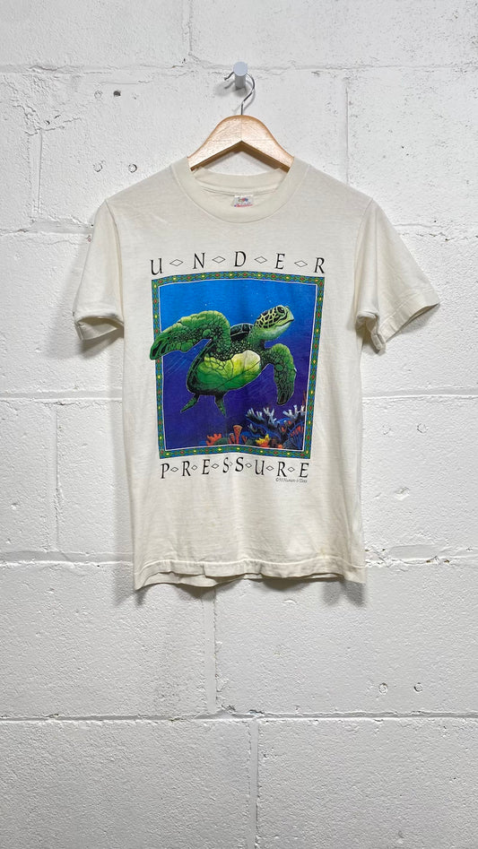 Under Pressure Turtle Human-i-Tees 93 Vintage T-Shirt