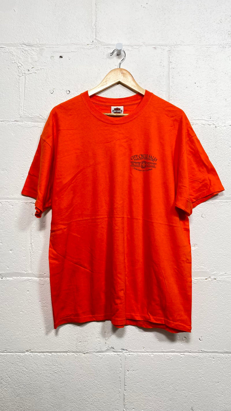 VERY Bright Orange Harley Davidson T-Shirt