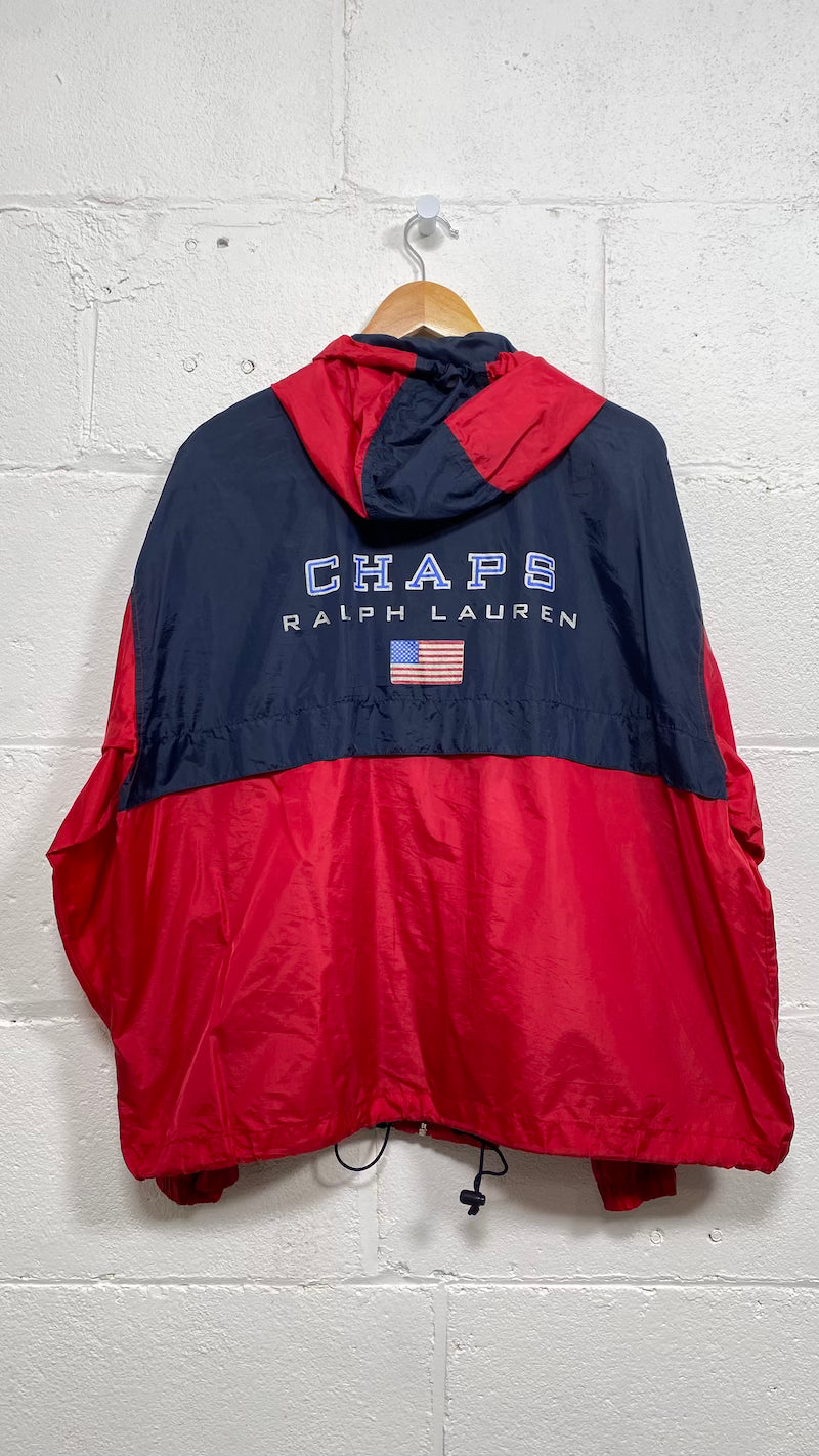 Ralph Lauren CHAPS Red Hooded Windbreaker Jacket