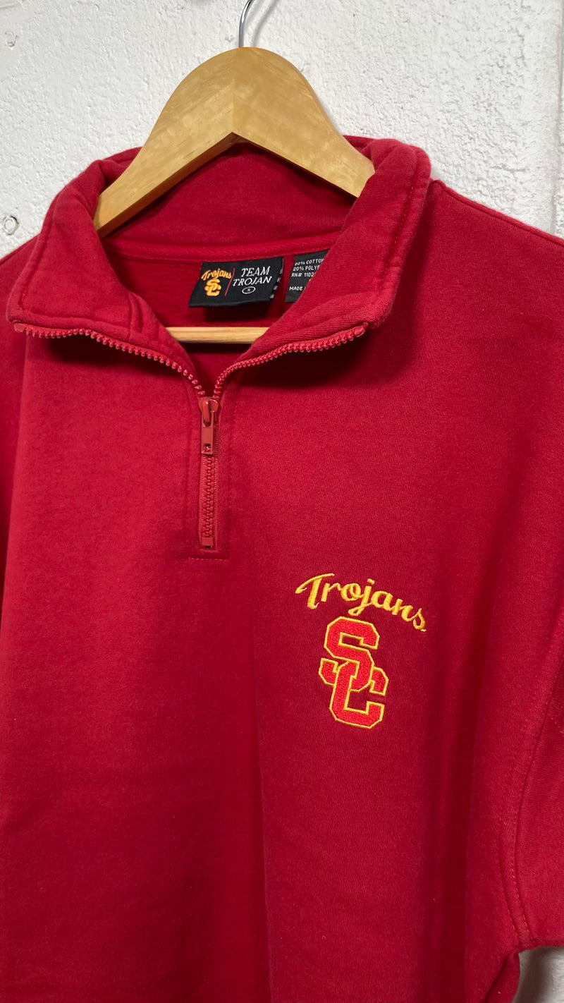 Red Trojans Quarter-Zip USC Vintage Sweater