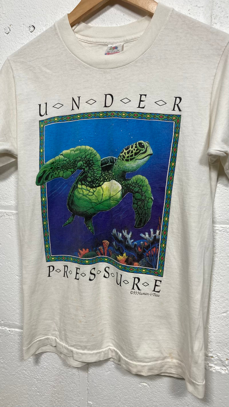 Under Pressure Turtle Human-i-Tees 93 Vintage T-Shirt