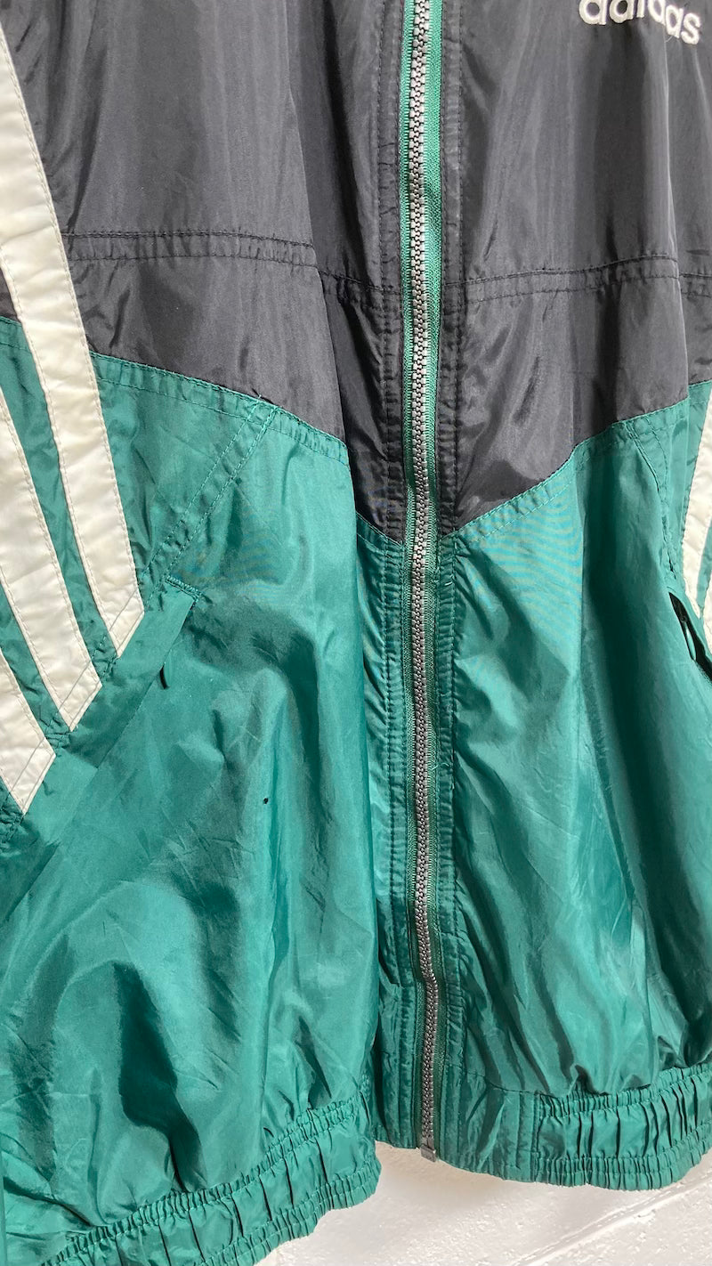 Green Black White Vintage Adidas Spray Jacket Sourced Vintage