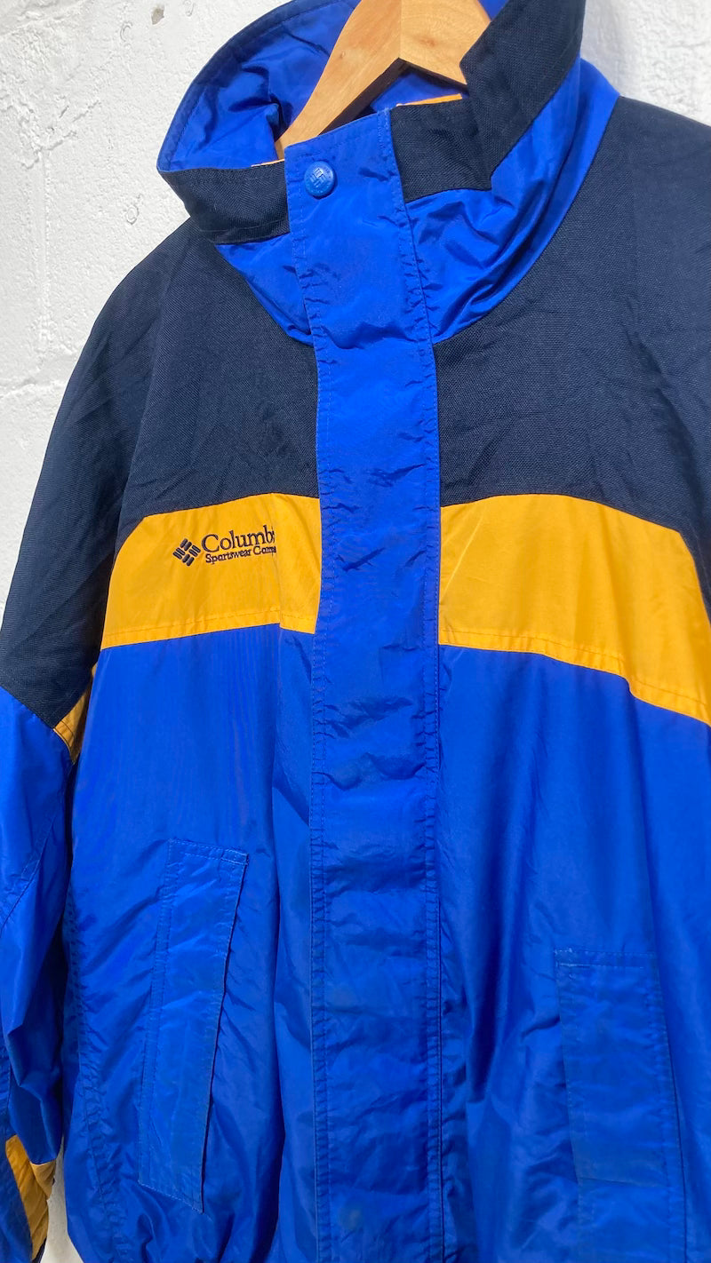 Blue and yellow columbia jacket best sale