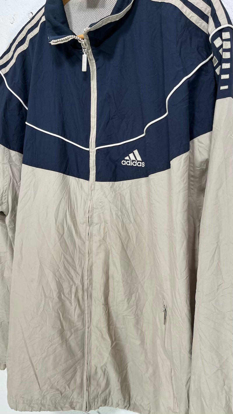 Beige/Navy Blue (white piping) Vintage Adidas Jacket